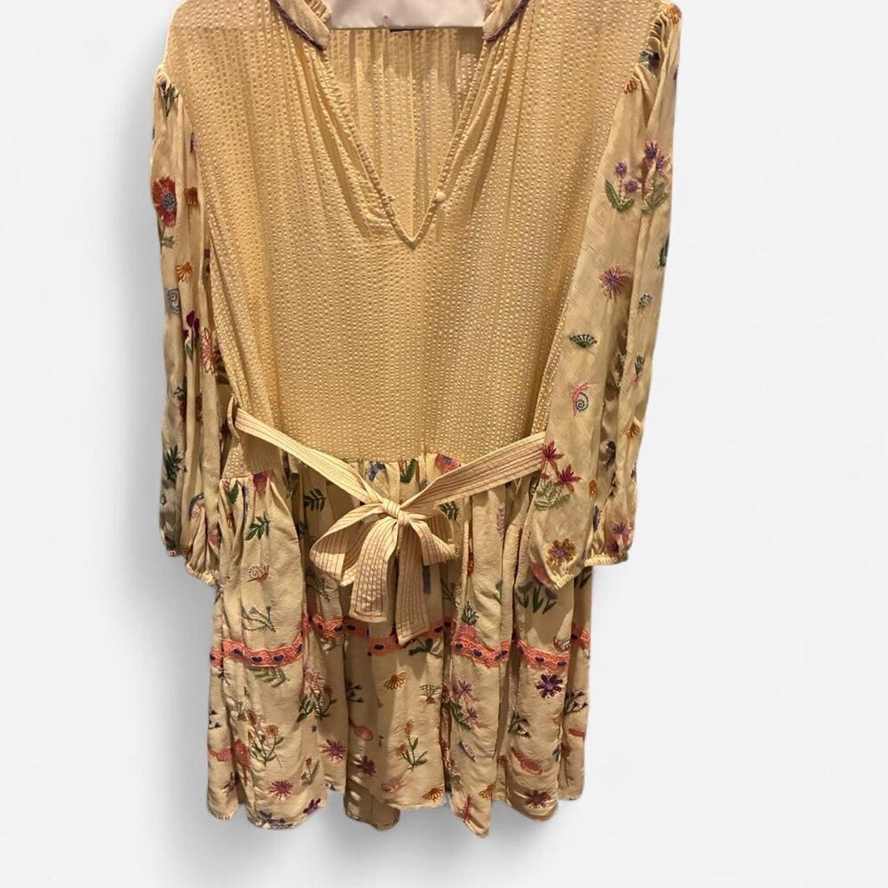 (Conditions Apply) Farm‎ House Cream & Multi-Colored Embroidery Midi Dress Sz XL